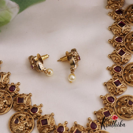 Beautiful Antique Peacock Motifs Coin/Bottu Necklace NC2677