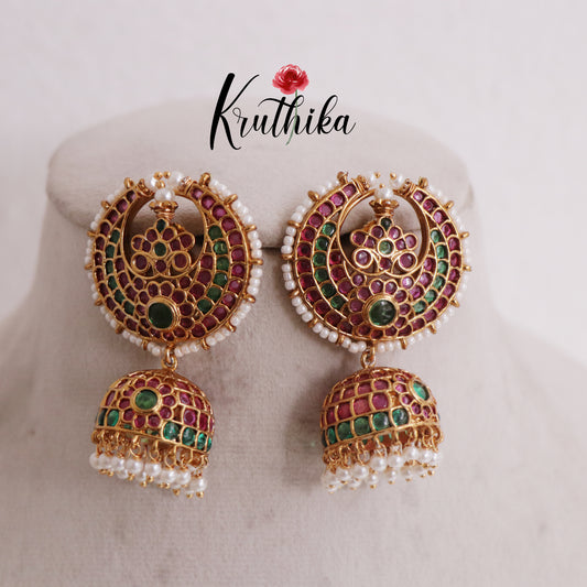 Beautiful Kemp Pearl Drop Jhumkas E756