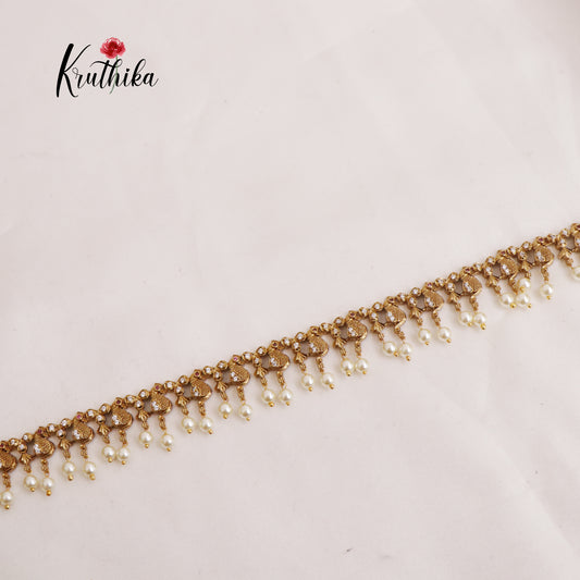 Classic Peacock Hip Chain with Pearls Drops V293