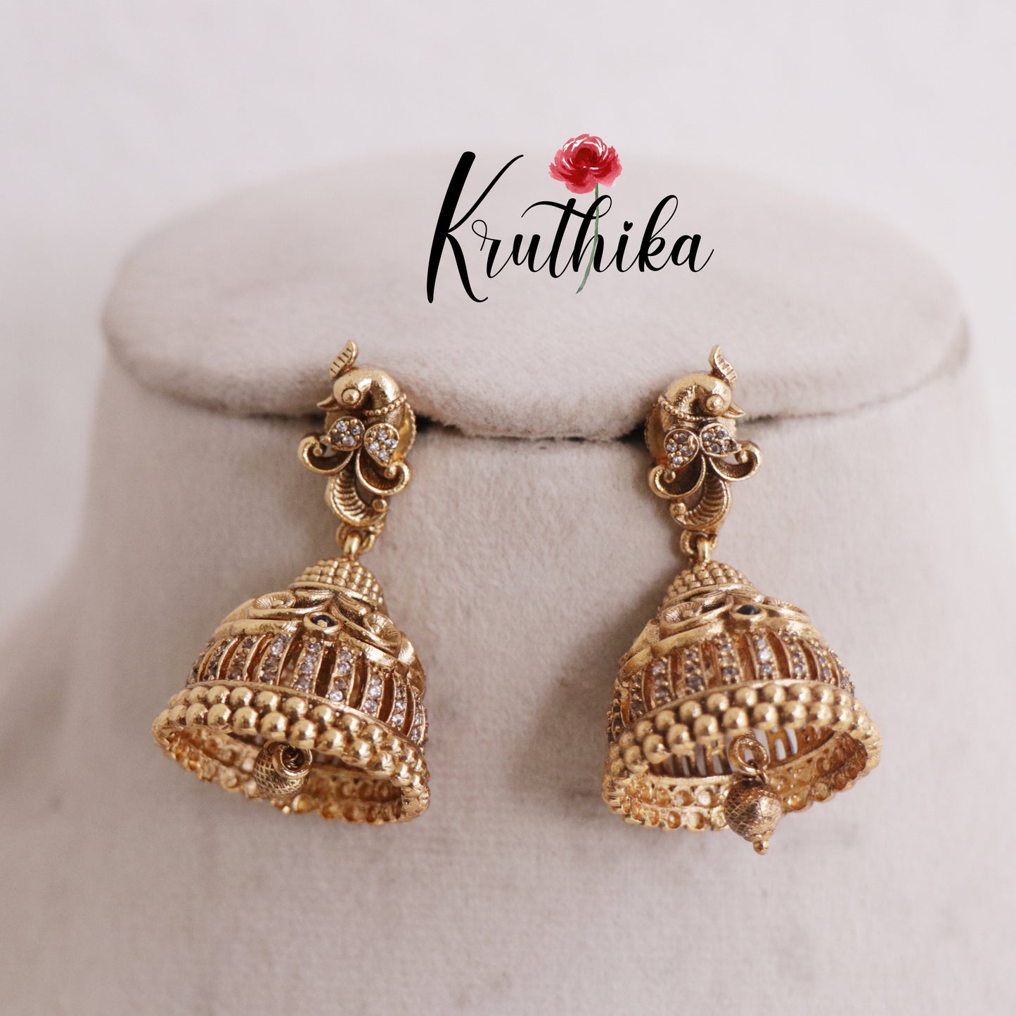 Elegant Antique Peacock Jhumka Earrings E762