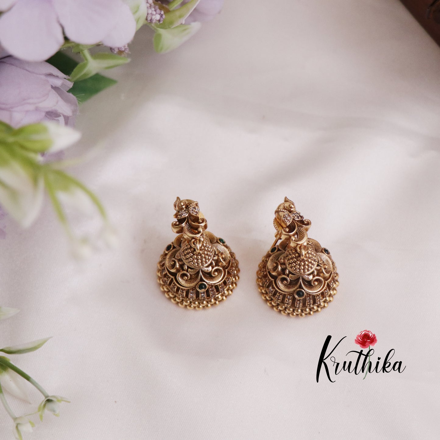 Elegant Antique Peacock Jhumka Earrings E762
