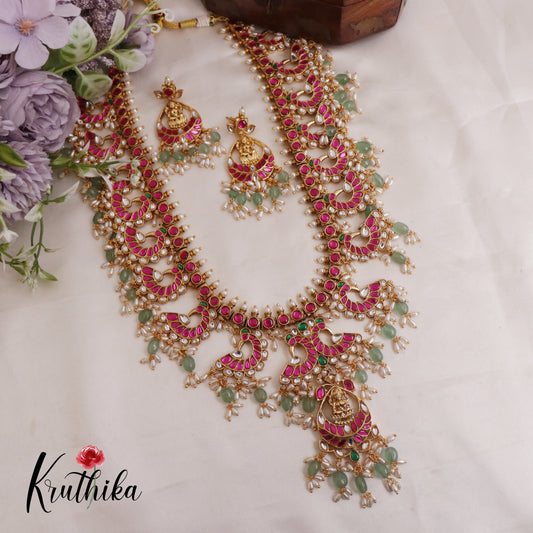 Royal Jadau Lakshmi Peacock Guttapusalu Haaram LH1996