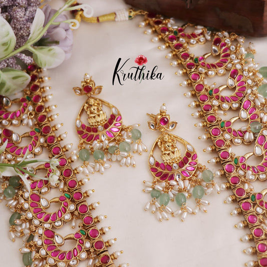 Royal Jadau Lakshmi Peacock Guttapusalu Haaram LH1996