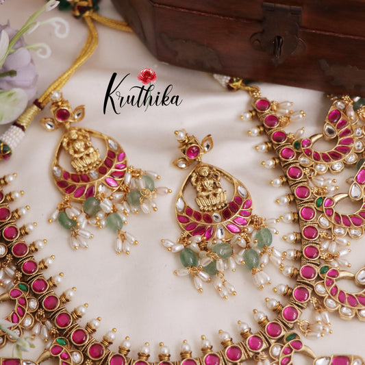 Royal Jadau Lakshmi Peacock Guttapusalu Necklace NC2426