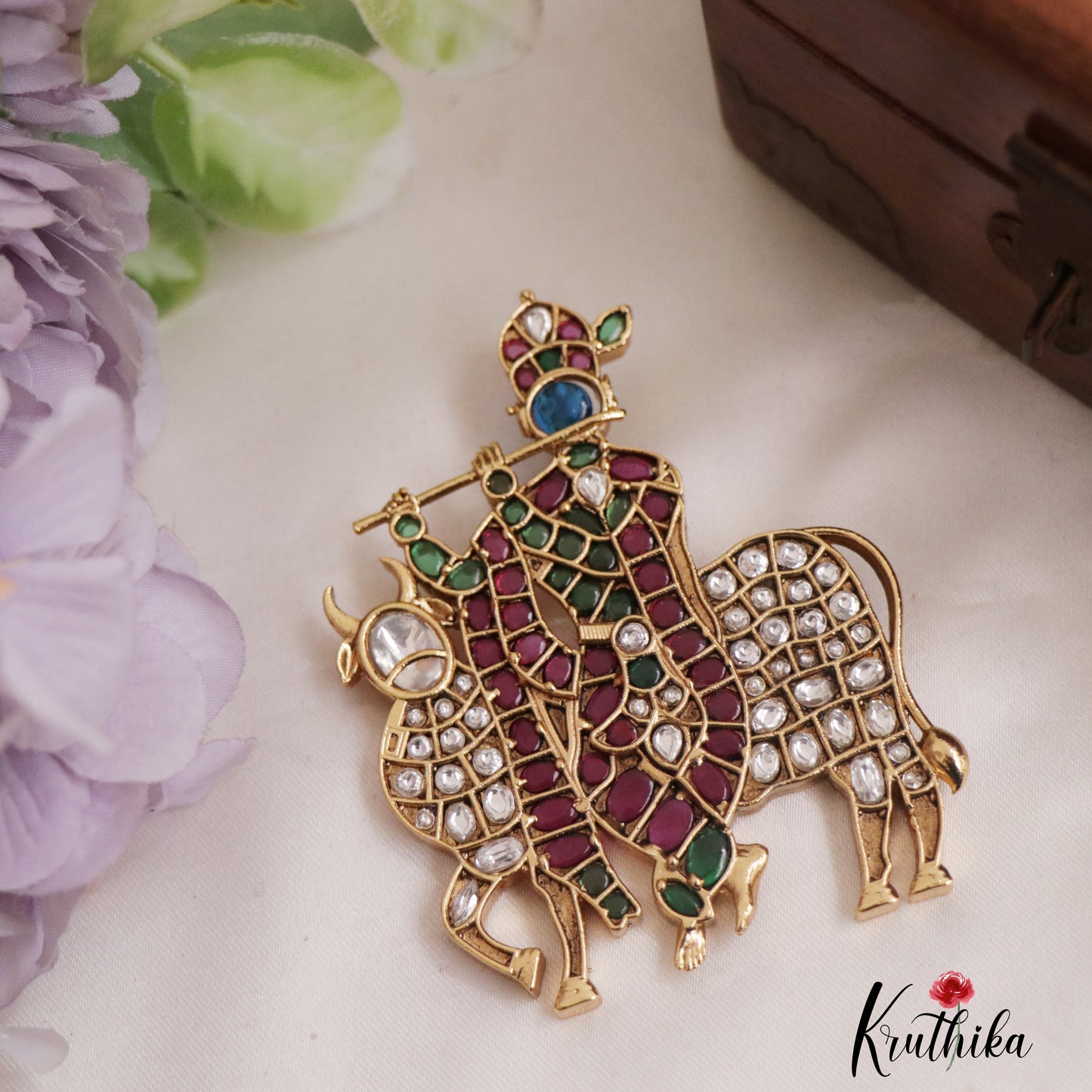 Classic Temple Krishna Kemp Pendant PS240