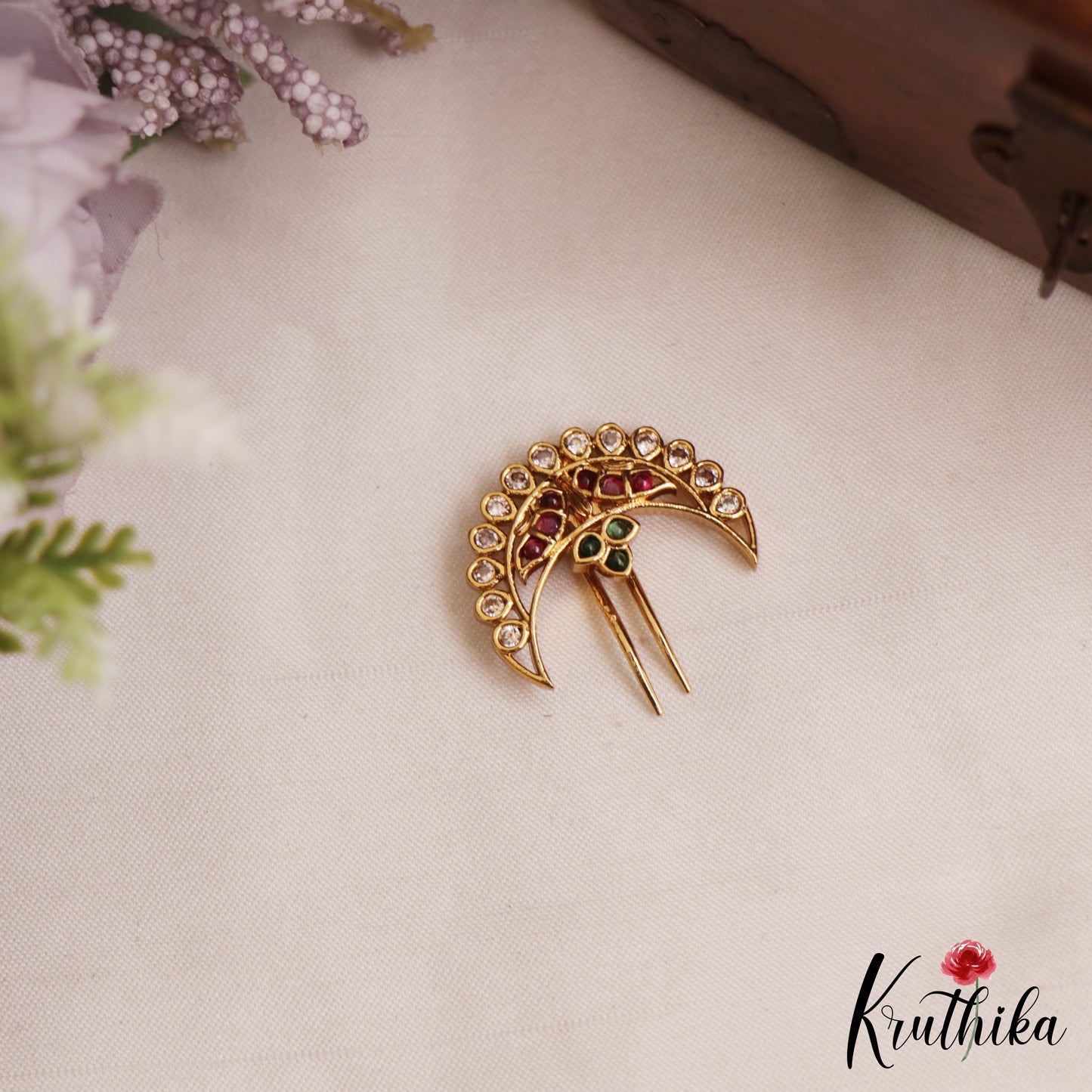 Elegant Floral Motifs Chandra Surya Kemp Hair Ornaments J409