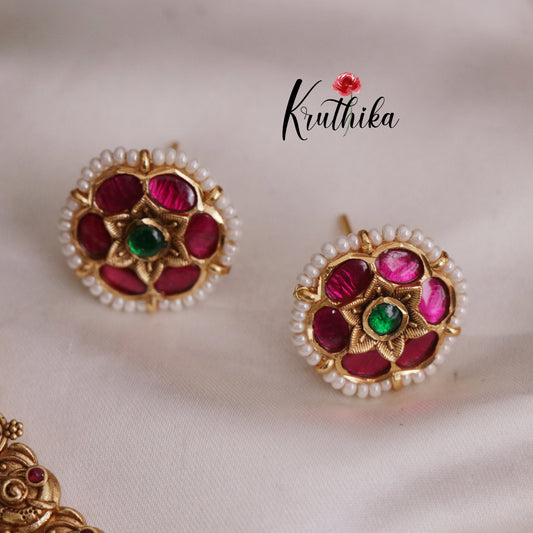 Classic Peacock Jadau Flower Necklace NC2399