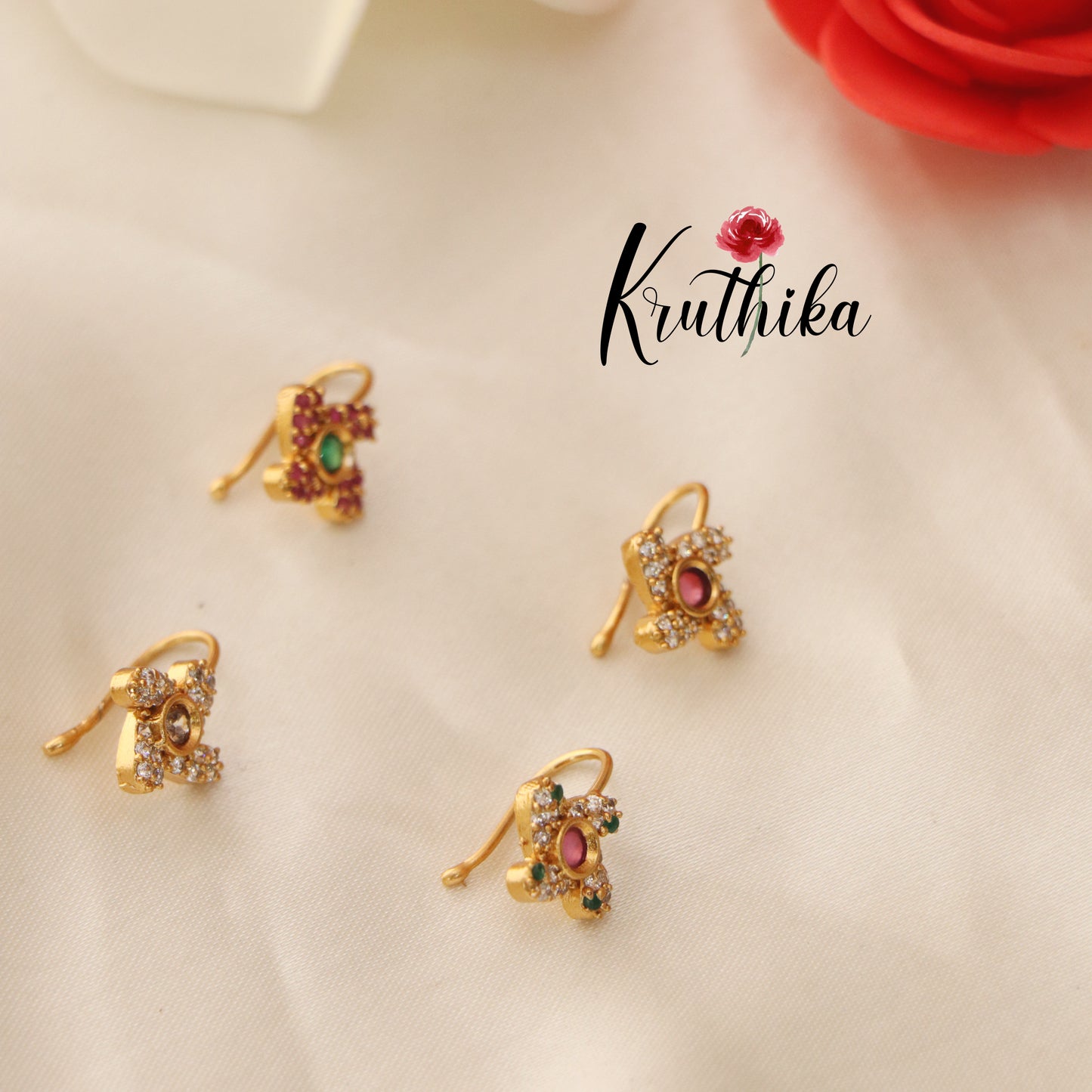 Beautiful CZ Nose pin (clip on) Nath Nosepins N8