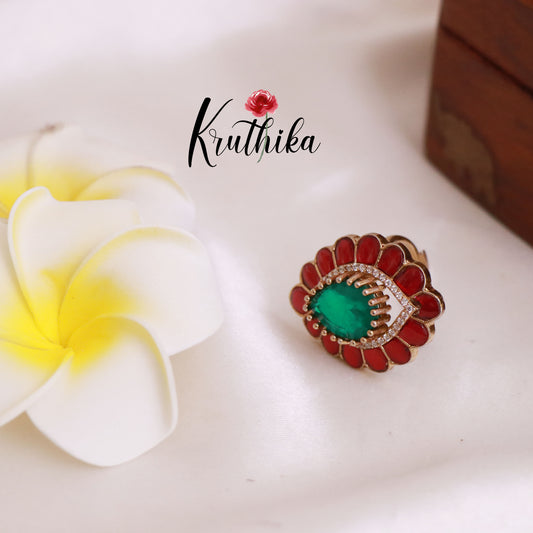 Premium Jadau/Mossanite Finger Ring R30 (Available in 2 Colours)