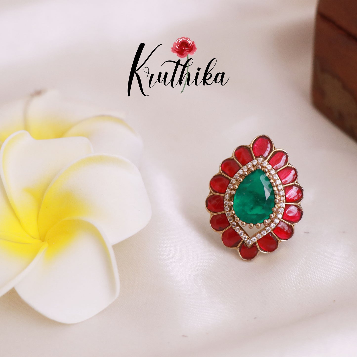Premium Jadau/Mossanite Finger Ring R30 (Available in 2 Colours)