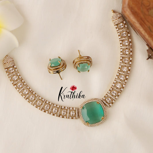 Pretty AD/Victorian Necklace-Mint Blue NC1244