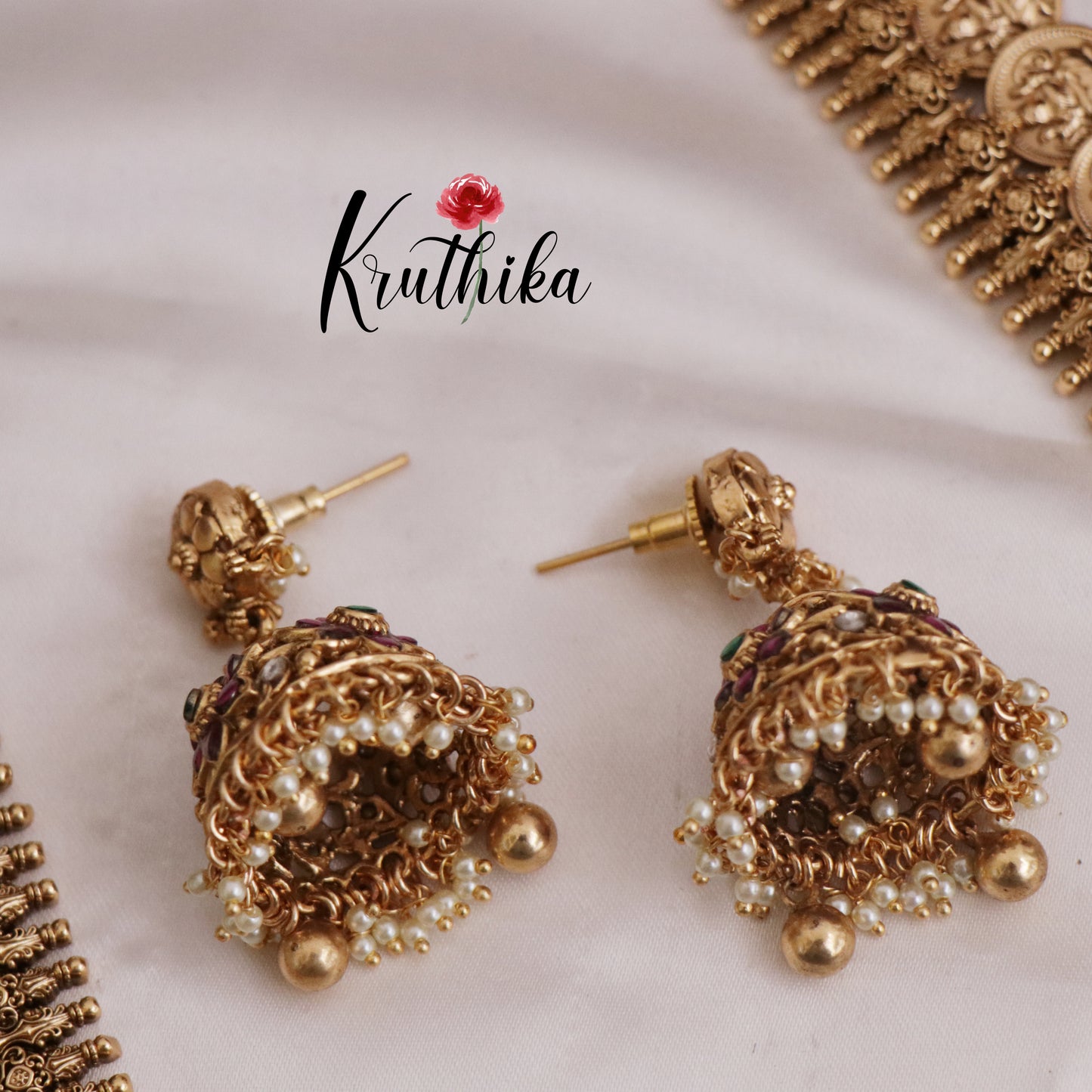 Beautiful Kasu Budget Friendly Jadau Haaram with Golden Beads Drops LH1987