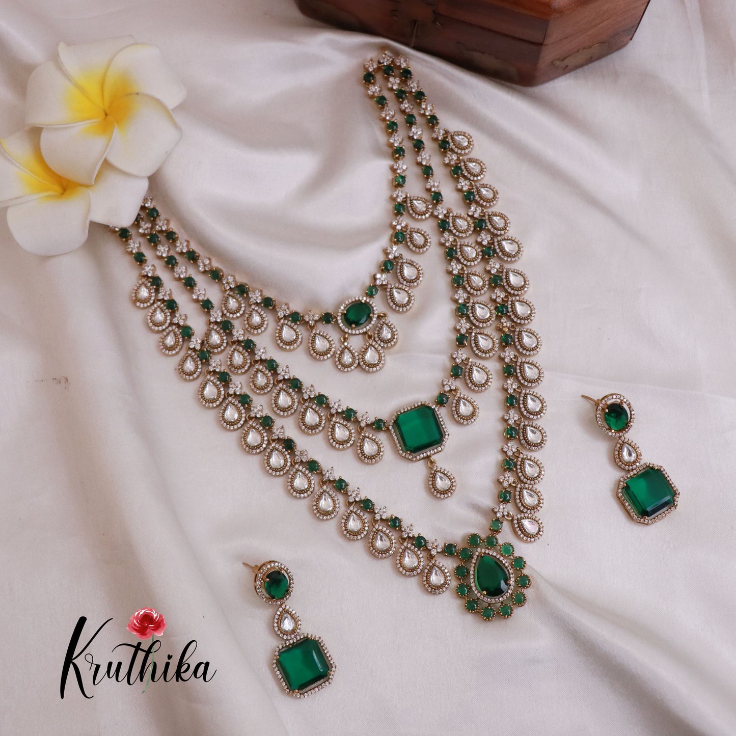 Elegant Three Layer Victorian Moissanite Haaram LH1780 ( Available in 4 Colours)