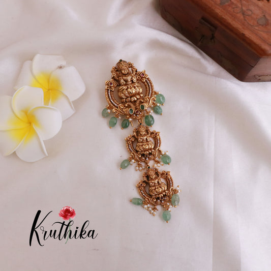 Premium Temple Jada billa with bead drops J111