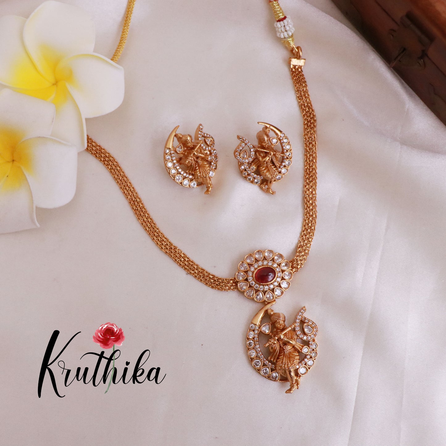 Pretty AD Krishna chain set NC1837 (Available in 2 colours)