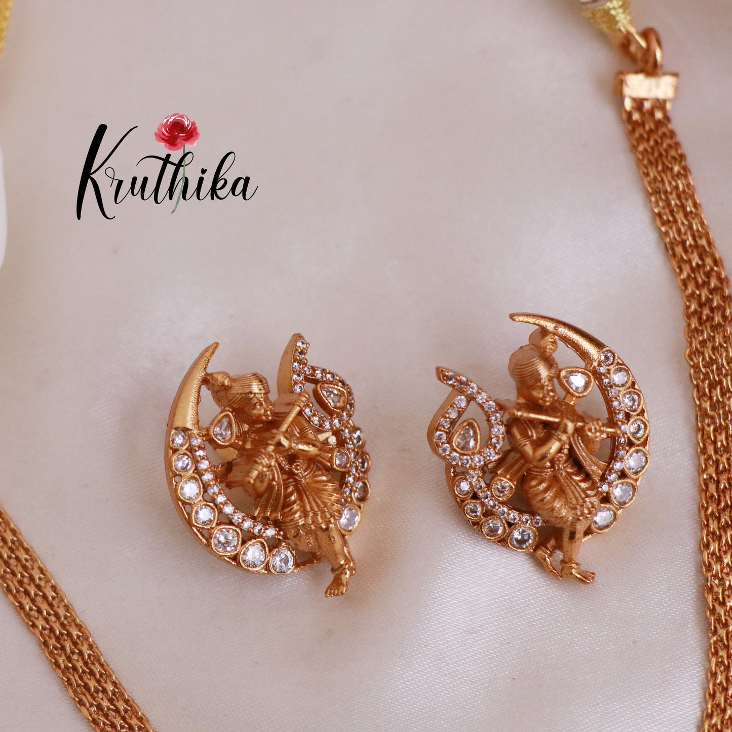 Pretty AD Krishna chain set NC1837 (Available in 2 colours)