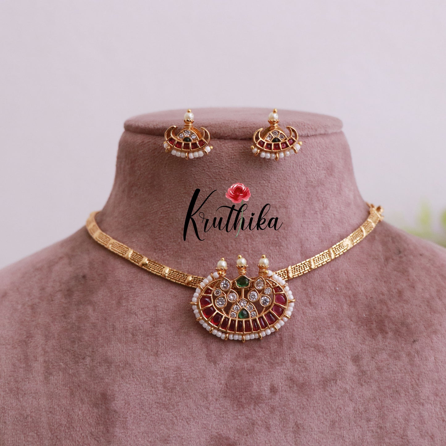 Pretty Jadau Pendant Chain Set NC1835