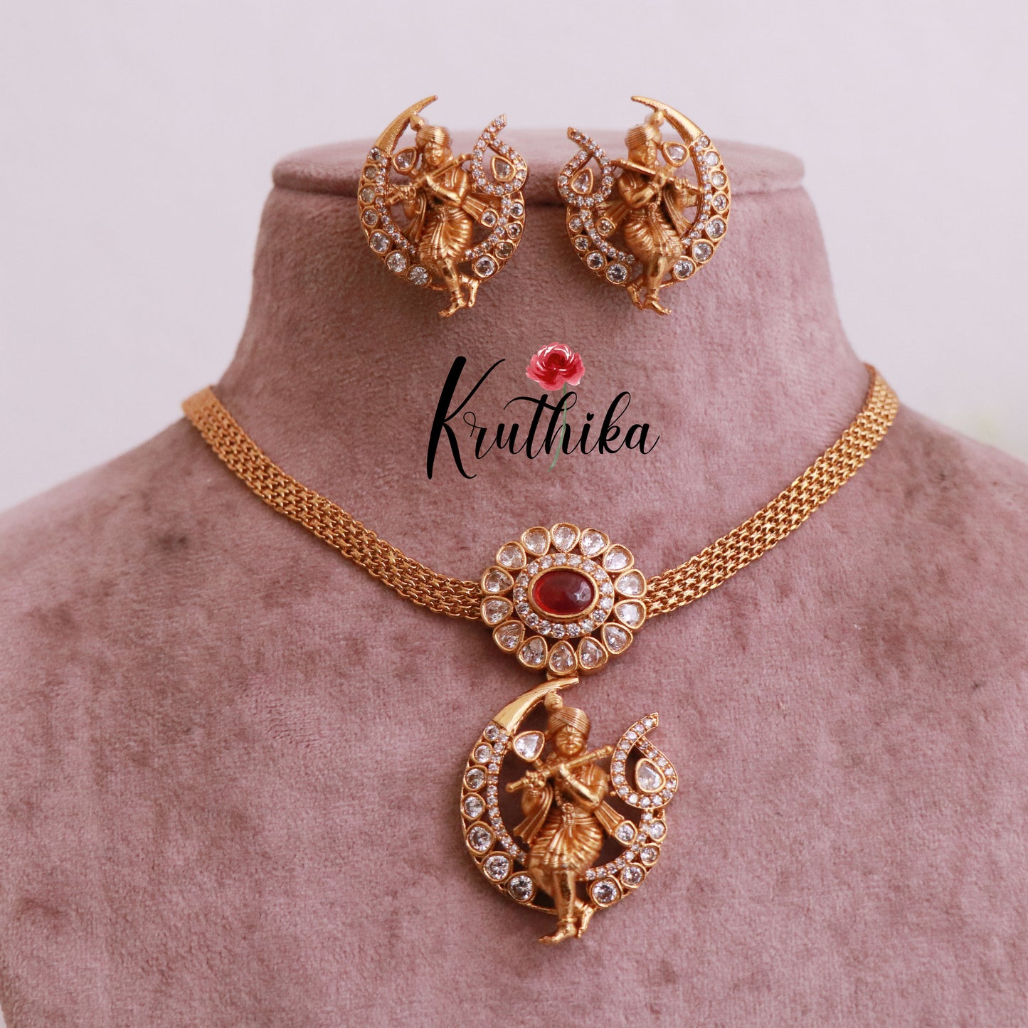 Pretty AD Krishna chain set NC1837 (Available in 2 colours)