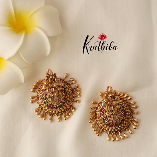 Beautiful Lakshmi Peacock Earrings E424 ( Available in two stone variants)