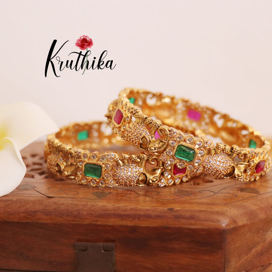 Beautiful AD Elephant Bangles B167