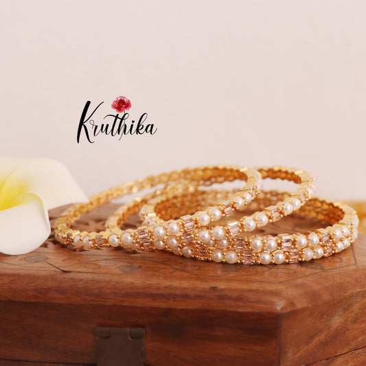 Simple AD pearl Bangles (set of four) B168