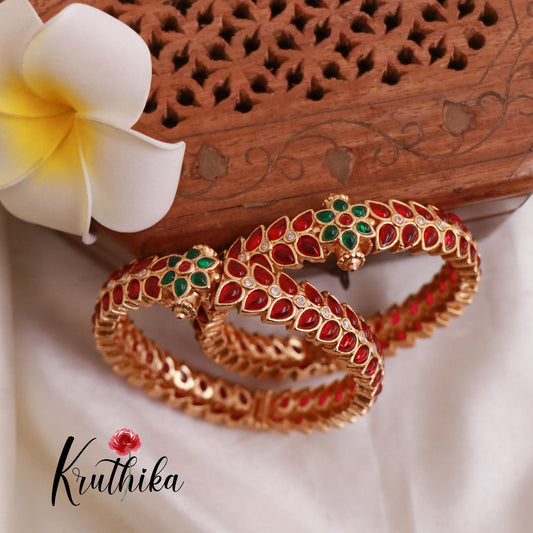 Gold finish Lakshmi Devi kemp bangles B56
