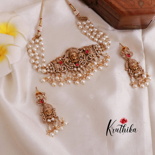 Pearls victorian Goddess choker NC766