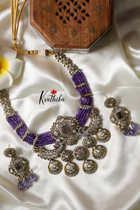 AD Victorian Beads Chocker-Purple NC1199