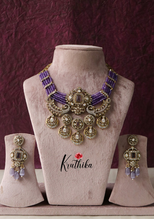 AD Victorian Beads Chocker-Purple NC1199