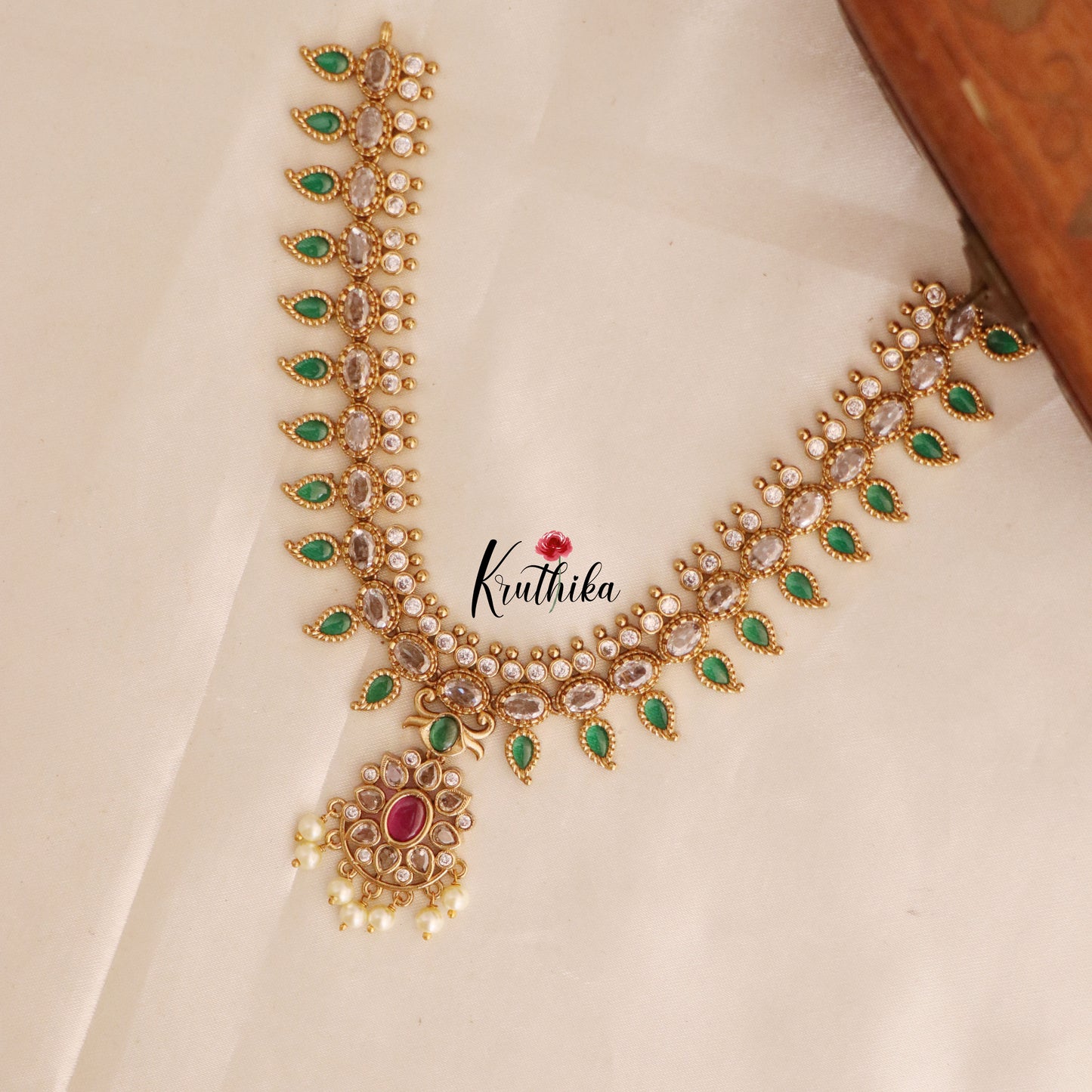 Elegant Uncut Stones AD mango Necklace  NC1748