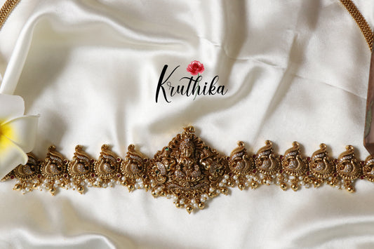 Lakshmi Peacock Golden beads Hip chain V154