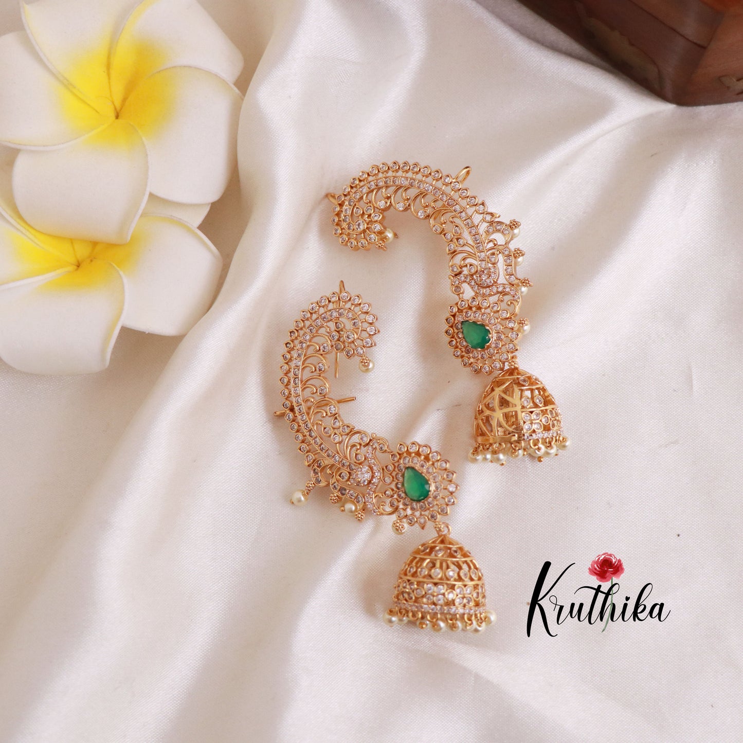 Trendy AD/CZ Peacock Ear Cuffs E453