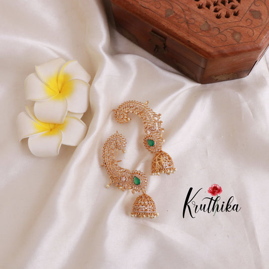 Trendy AD/CZ Peacock Ear Cuffs E453