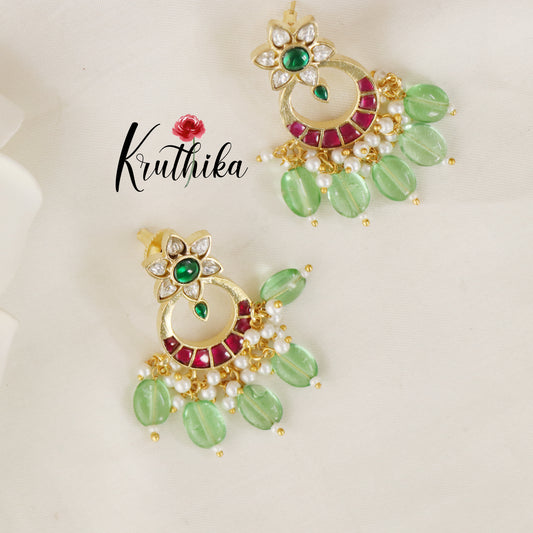 Beautiful Jadau Chand Balis E422