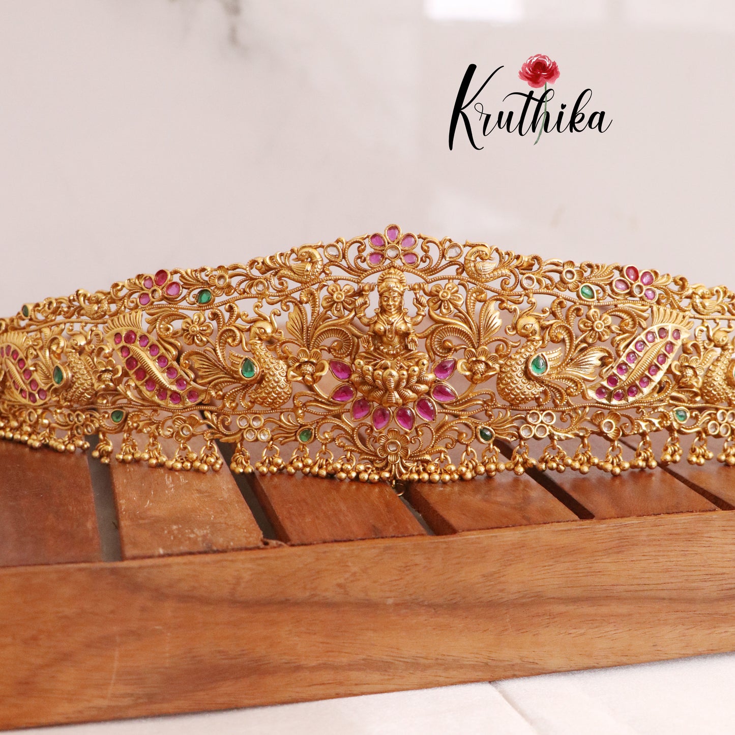 Premium Temple kemp golden beads Hip belt vaddanam V252