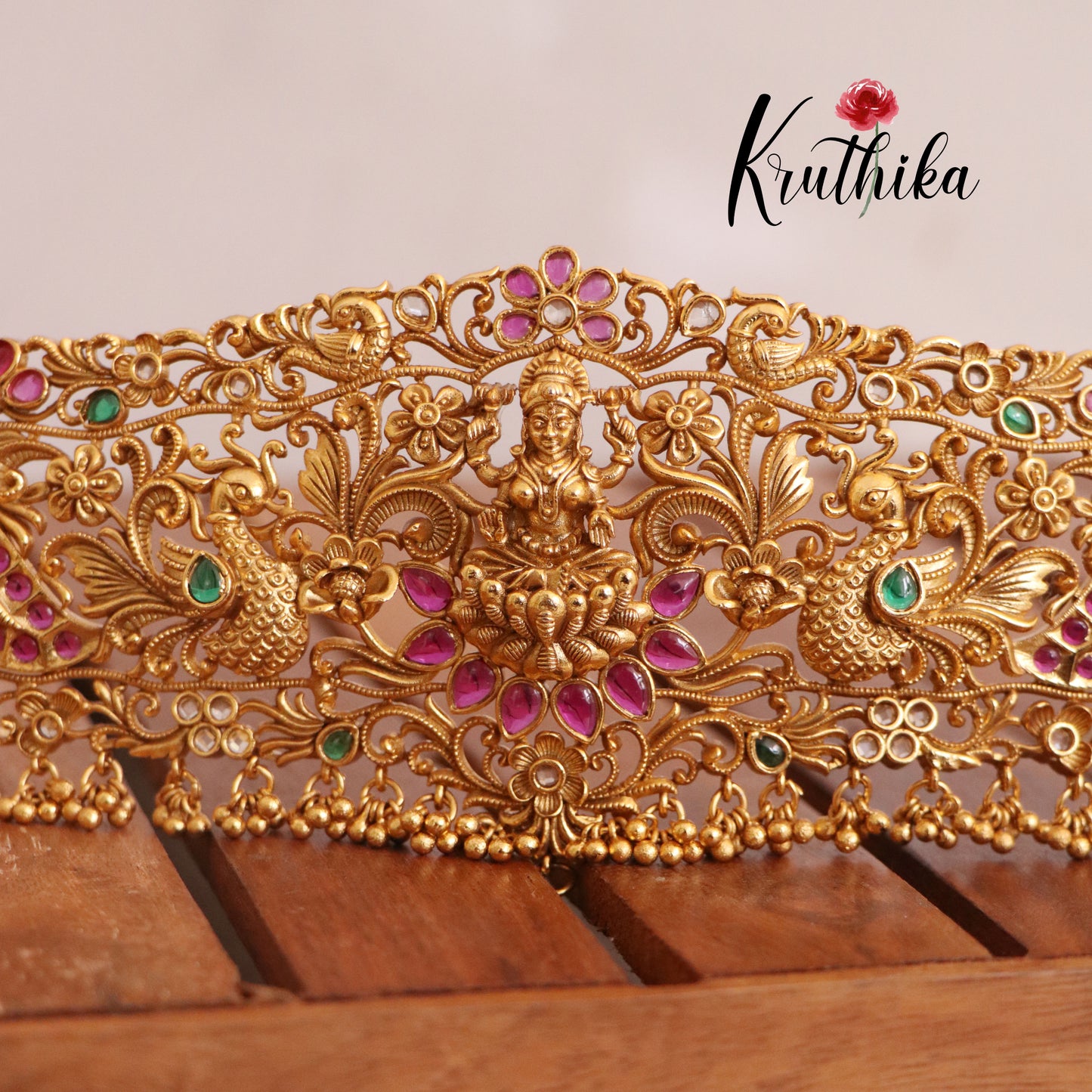 Premium Temple kemp golden beads Hip belt vaddanam V252