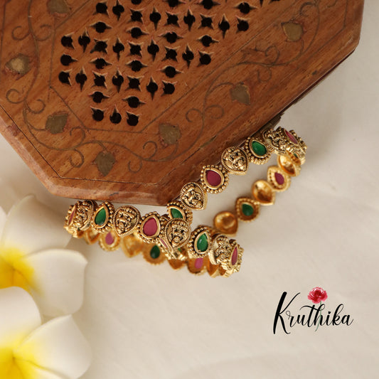Pretty multi stone Lakshmi Bangles B155