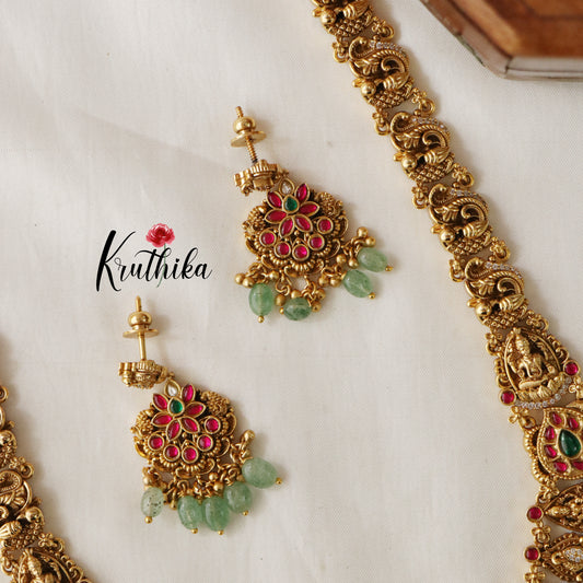Grand Lakshmi Jadau Haaram with pastel beads LH717