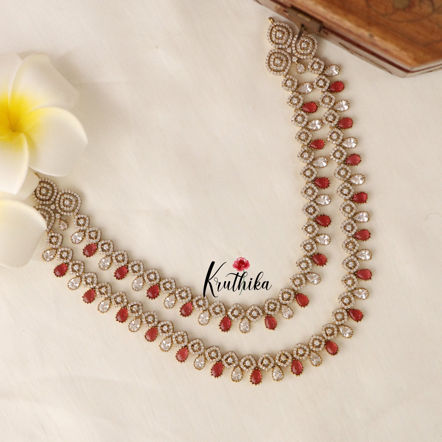 Beautiful Two Layer AD/Victorian Necklace NC1472 (Available in 3 Colours)