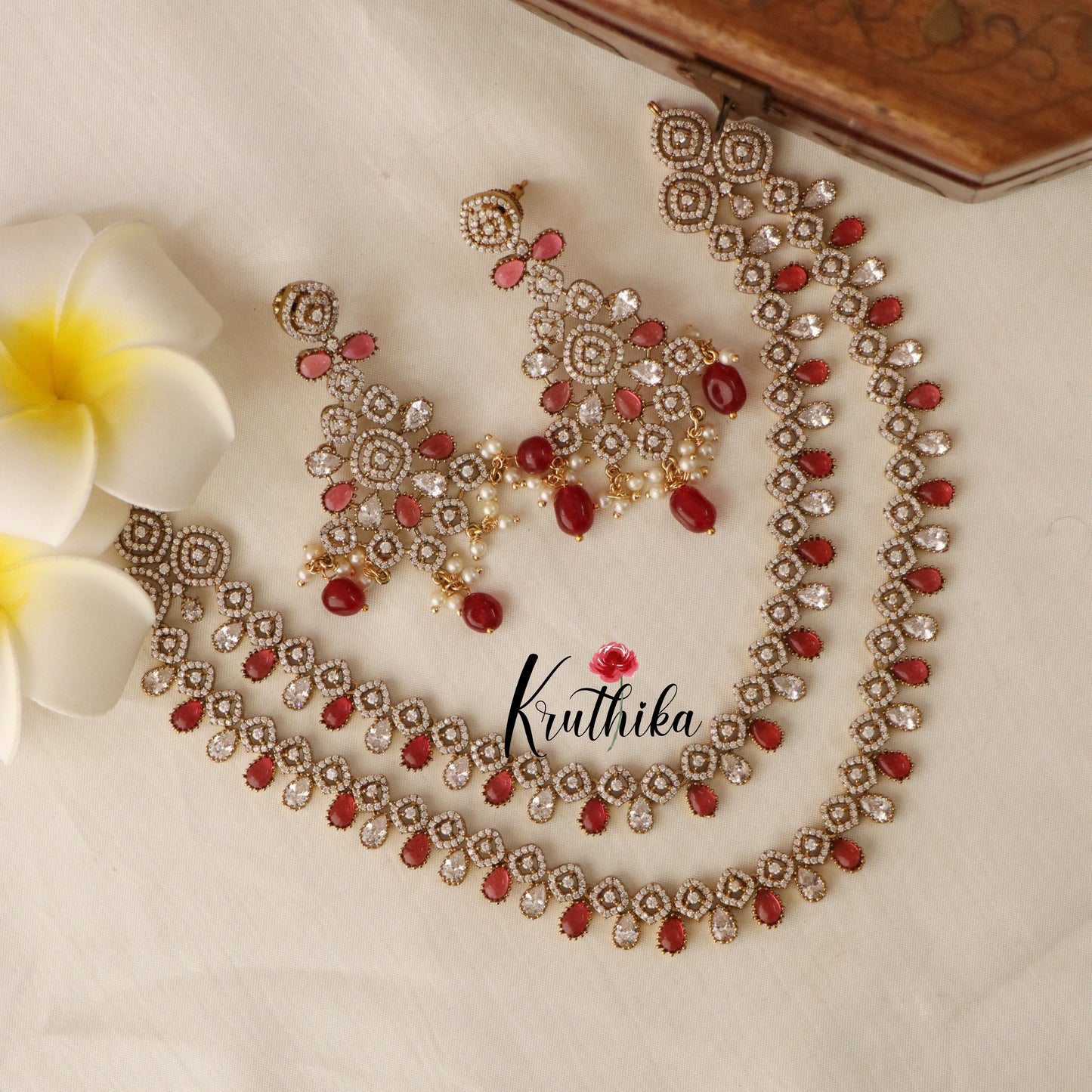 Beautiful Two Layer AD/Victorian Necklace NC1472 (Available in 3 Colours)