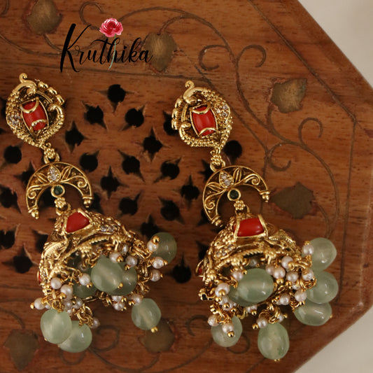 Beautiful Peacock Coral Earrings E418 ( Available in 3 Colours)5