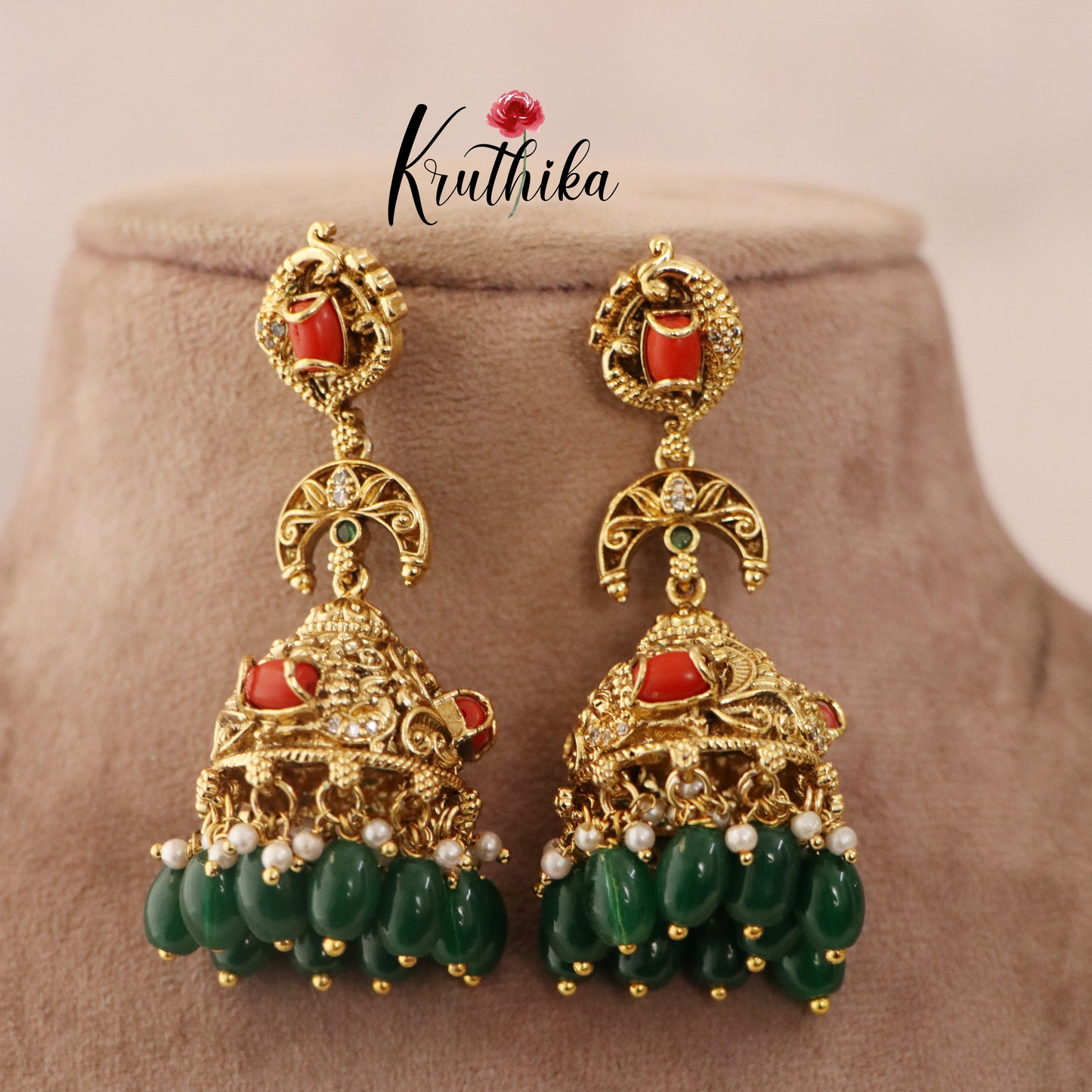 Beautiful Peacock Coral Earrings E418 ( Available in 3 Colours)5