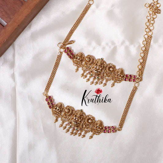 Beautiful Lakshmi Temple-Style Bajubandh with Golgen Beads Drops – Set of 2 BB06