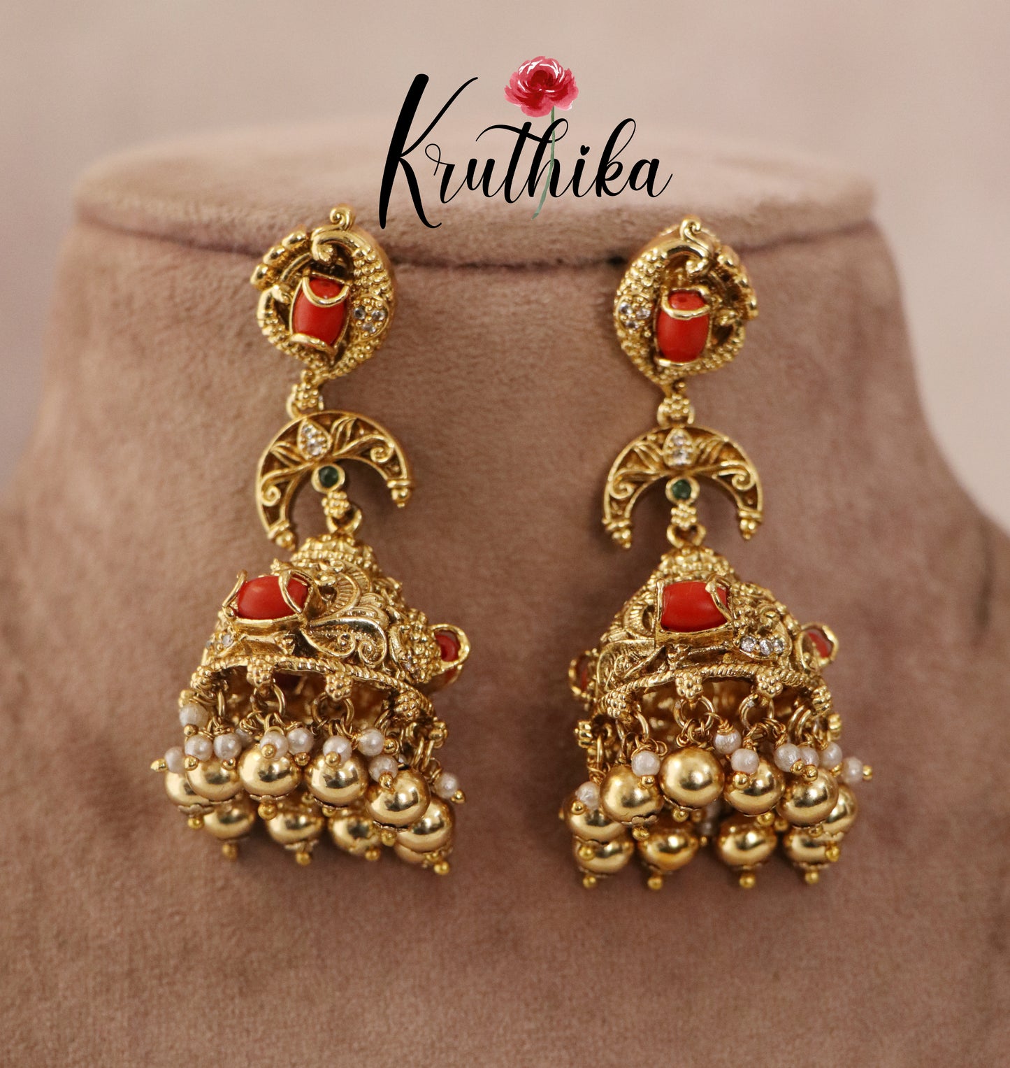 Beautiful Peacock Coral Earrings E418 ( Available in 3 Colours)5