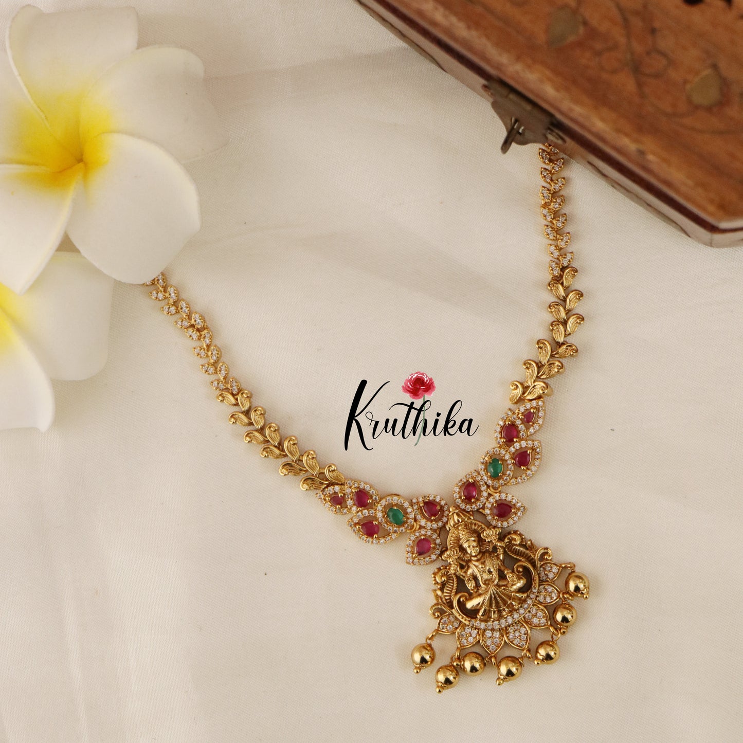 Pretty Lakshmi Peacock AD Necklace NC1502 (Available in 2 Colours)