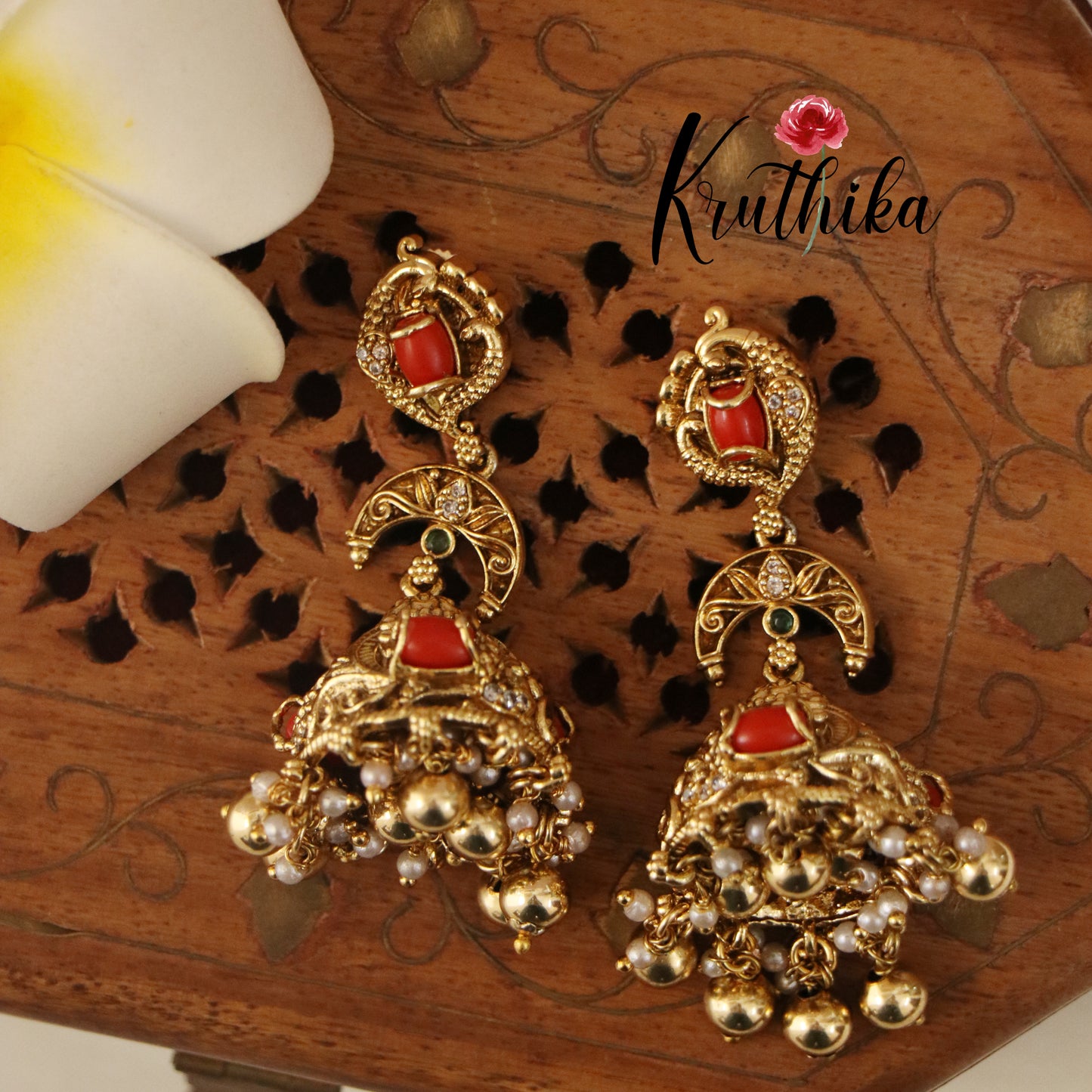Beautiful Peacock Coral Earrings E418 ( Available in 3 Colours)5