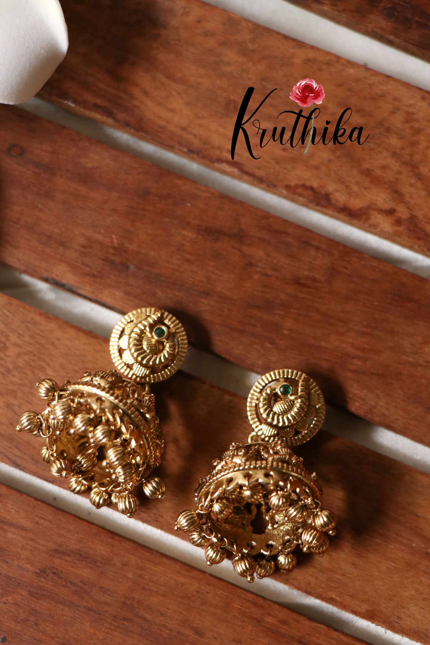 Simple peacock temple jhumkas E365