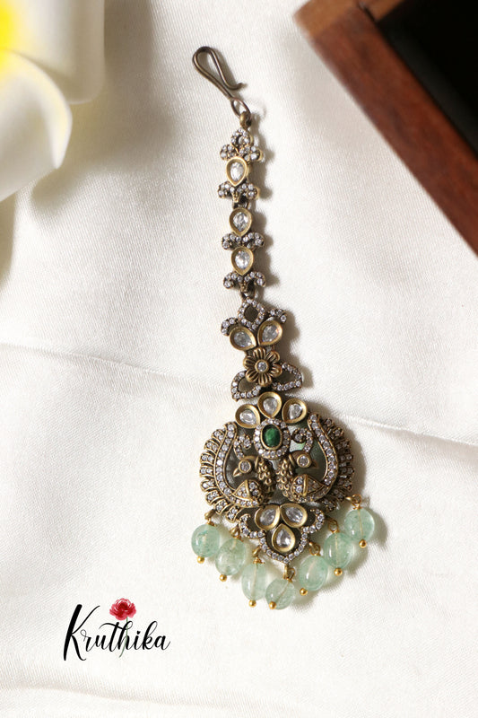 Victorian Flower Peacock Maang Tika MT198