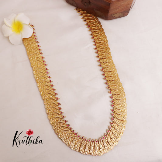 Gorgeous Antique Lakshmi Peacock Coin Haaram LH1880