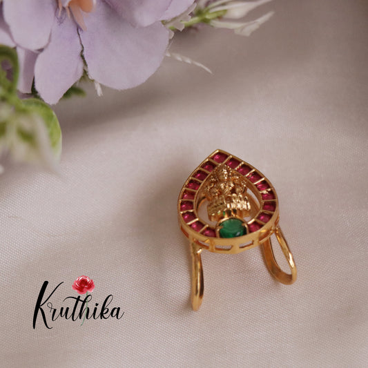 Trendy Kemp Stone Lakshmi Finger Ring R34